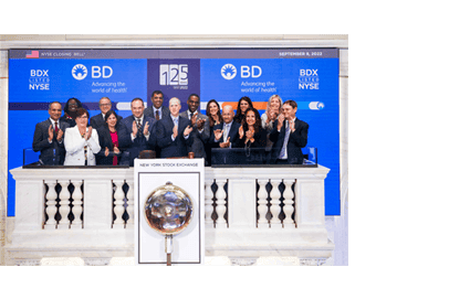 NEW YORK STOCK EXCHANGE CLOSING BELL
               
Thursday, September 8th, 2022

Becton, Dickinson and Company (NYSE: BDX)) Rings The Closing Bell® 

The New York Stock Exchange welcomes executives and guests of Becton, Dickinson and Company (NYSE: BDX) in celebration of the company’s 125th anniversary of founding. To honor the occasion, Tom Polen, Chairman, CEO and President, joined by Lynn Martin, NYSE President rings The Closing Bell®.


Photo Credit: NYSE
 
The enclosed content is the property of NYSE Group, Inc. or its affiliates and is protected by U.S. and international copyright and trademark laws. © 2022 NYSE Group, Inc. All rights reserved.